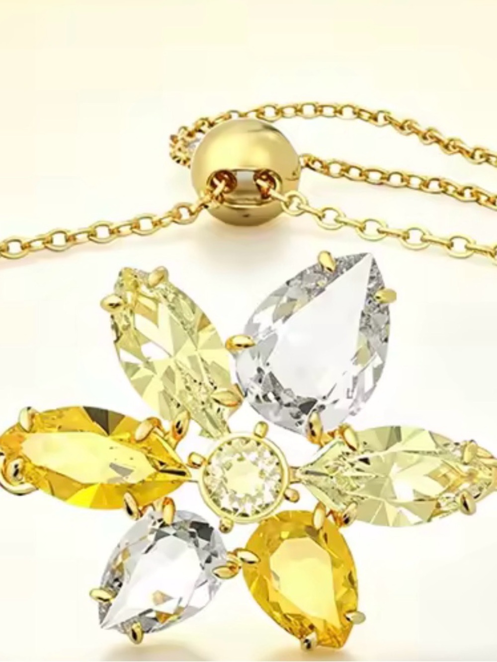 Swarovski Gold-Tone Yellow and Clear Crystal Flower Necklace - Picture 4 of 4